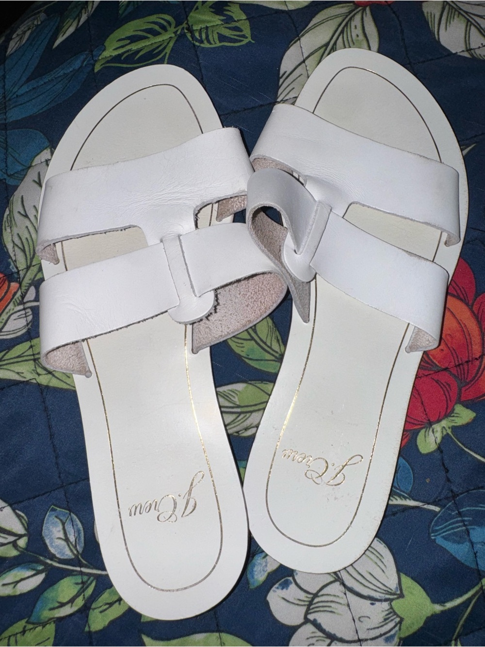 J. Crew White Leather Slide Sandals for Women